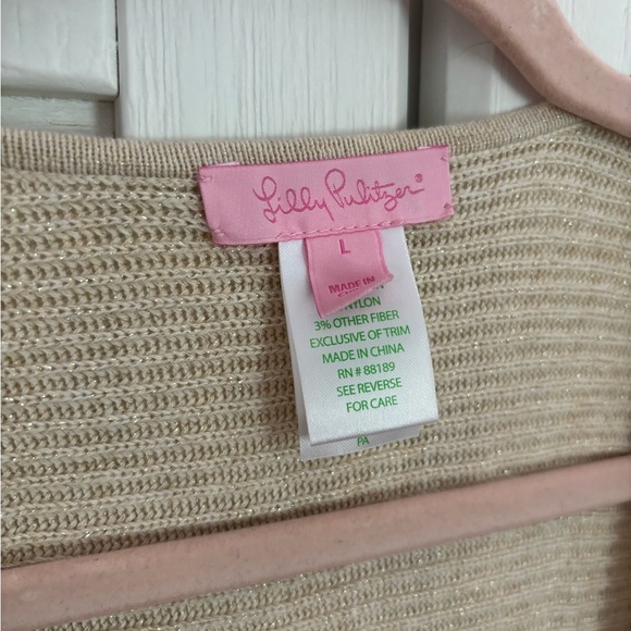 Lilly Pulitzer Andella Gold Knit Tassel Sweater Vest L - Picture 3 of 6